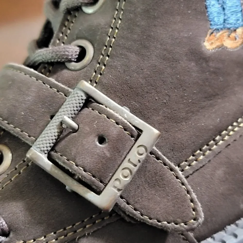 Polo Ralph Lauren Bear Leather Suede Brown Ranger Combat Boots Kids Sizes New